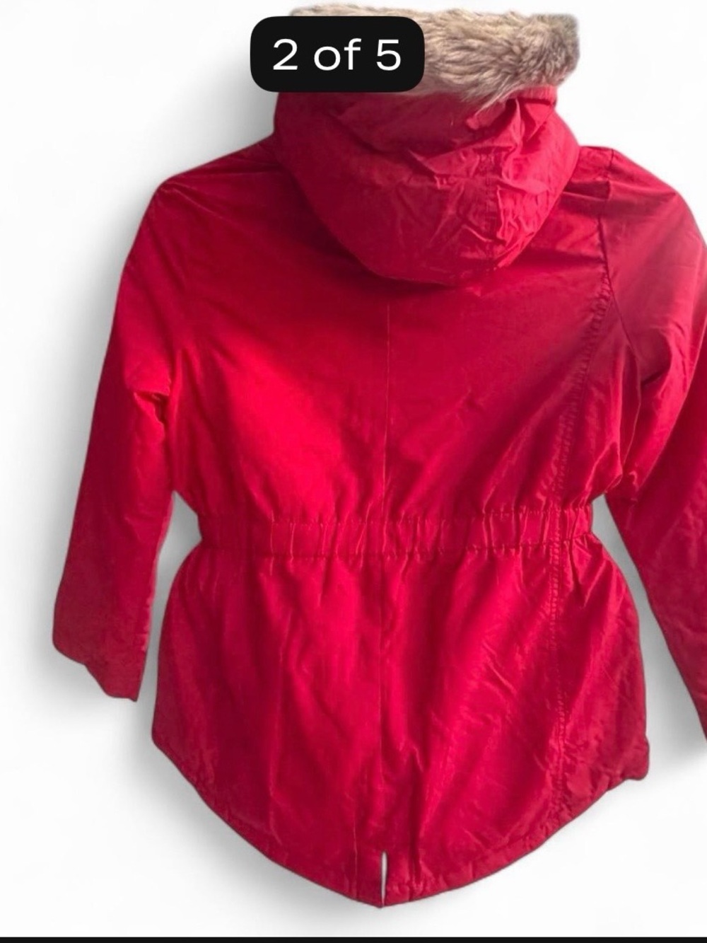 Crazy 8 Kids Red Hooded Winter Jacket with Faux Fur Trim size 10-12 girls